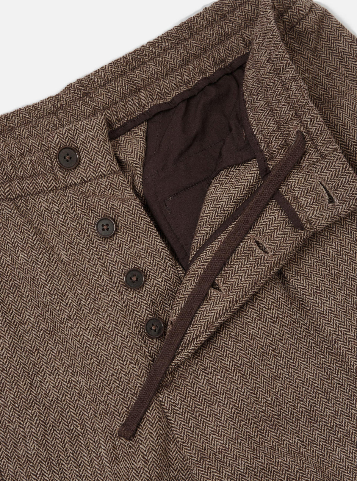 UW Pleated Track Pant - Brown Wool Herringbone