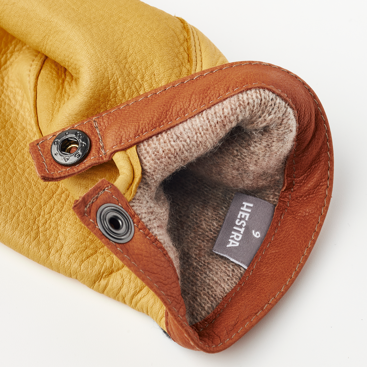 Hestra Deerskin Wool Tricot - Char / Natural Yellow