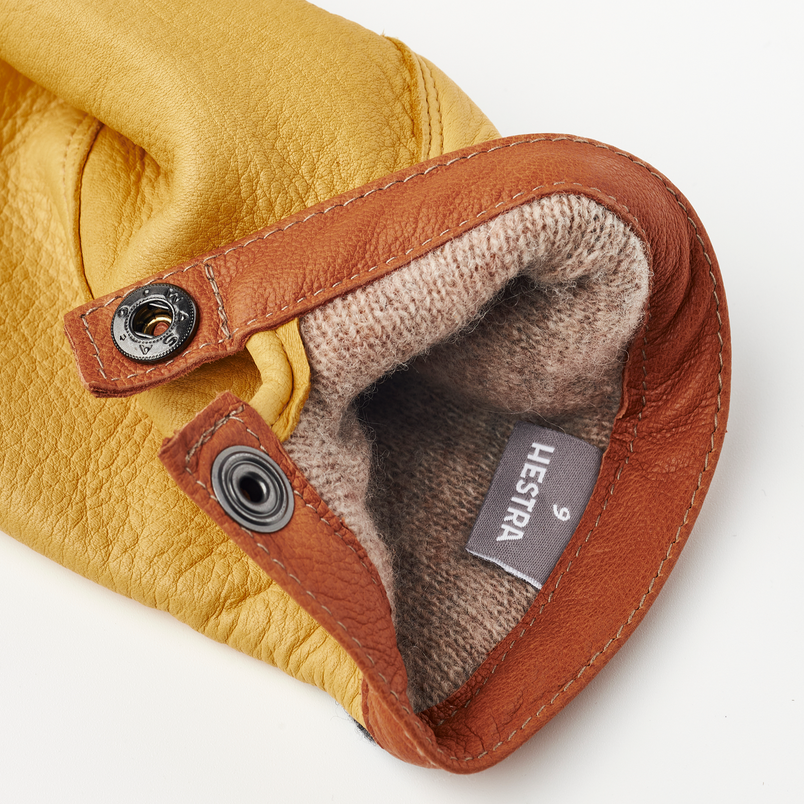 Hestra Deerskin Wool Tricot - Char / Natural Yellow