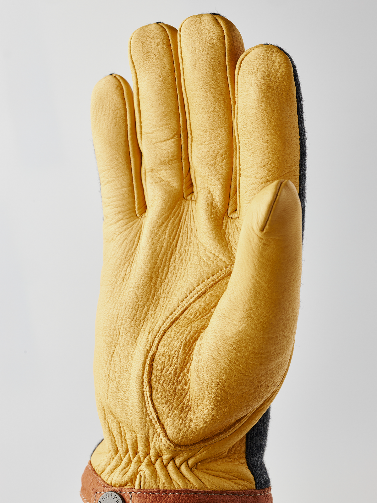 Hestra Deerskin Wool Tricot - Char / Natural Yellow