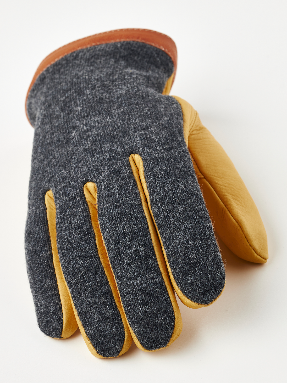 Hestra Deerskin Wool Tricot - Char / Natural Yellow