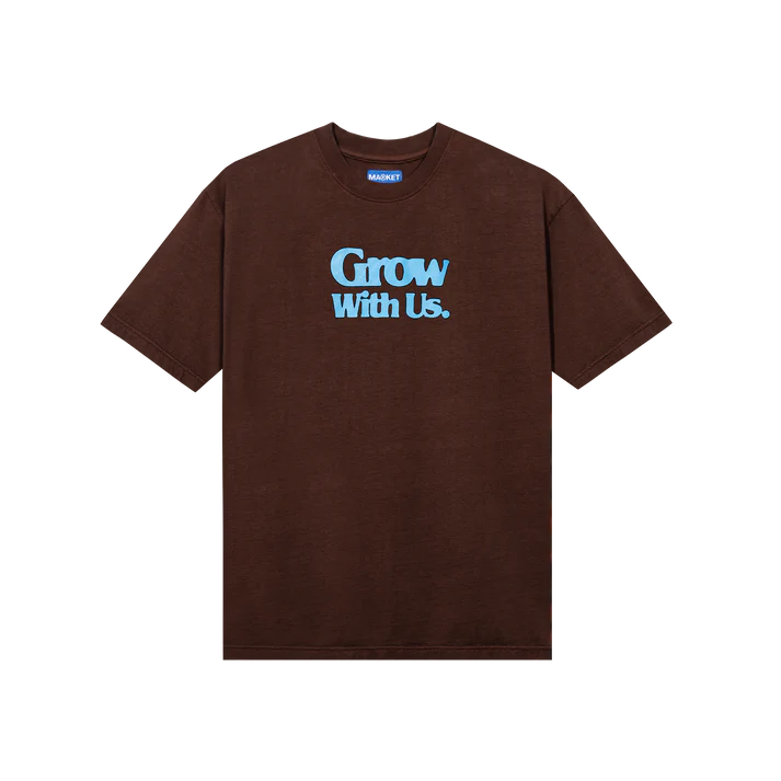 Market Grow With Us T-Shirt - Brown