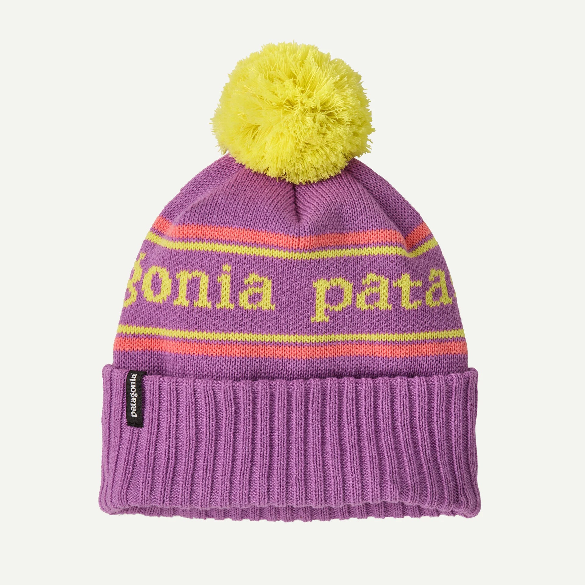 Patagonia K's Powder Town Beanie - Park stripe Brisk Purple