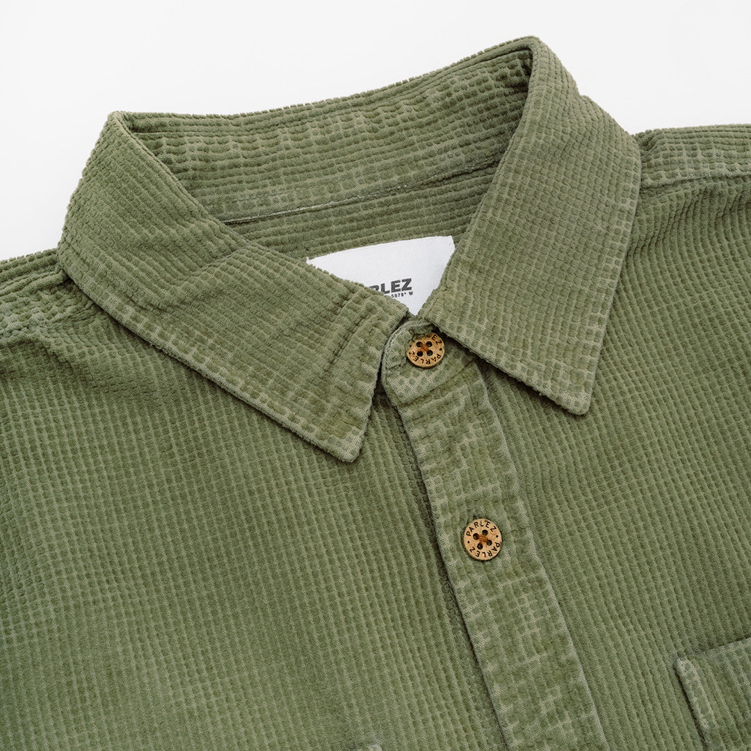 Parlez Ayr Cord Shirt - Olive Green