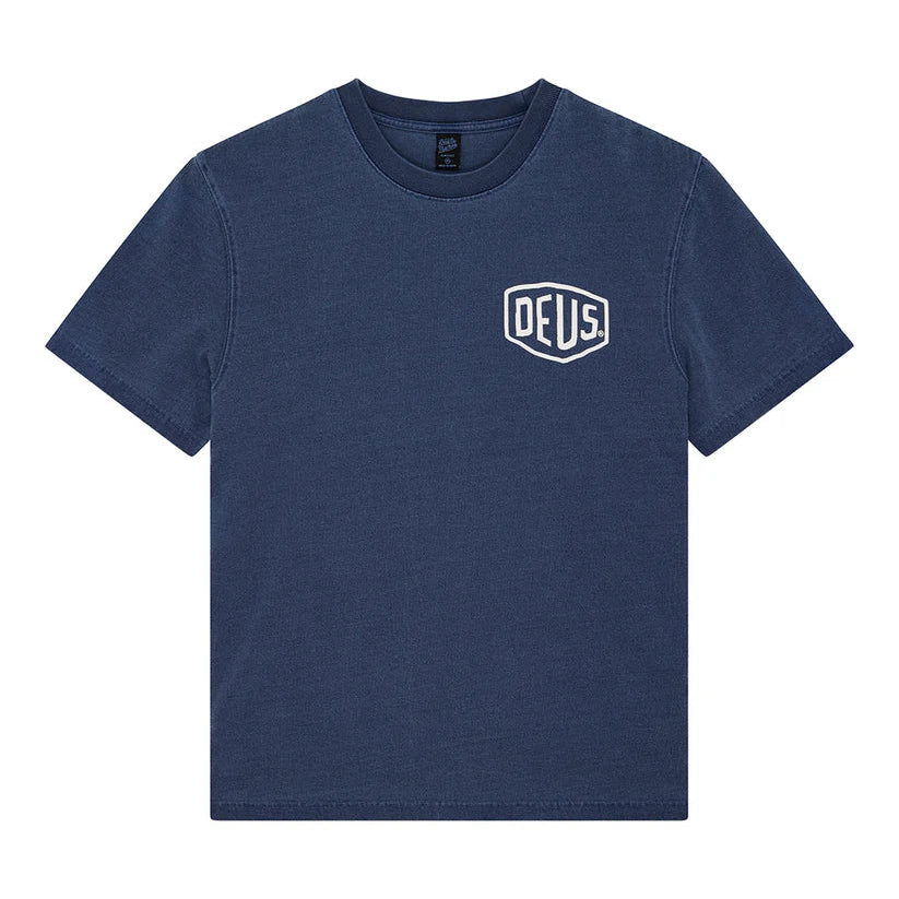 Deus Shield Garment Dyed T-Shirt - Mechanic Blue