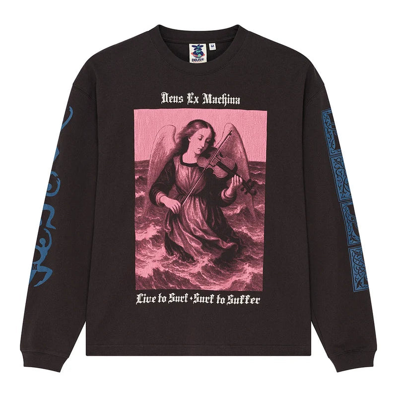 Deus Swell Maps LS T-Shirt - Anthracite Grey