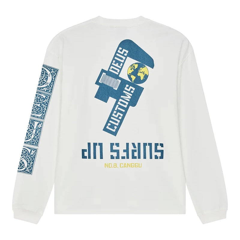 Deus Swell Maps LS T-Shirt - Vintage White