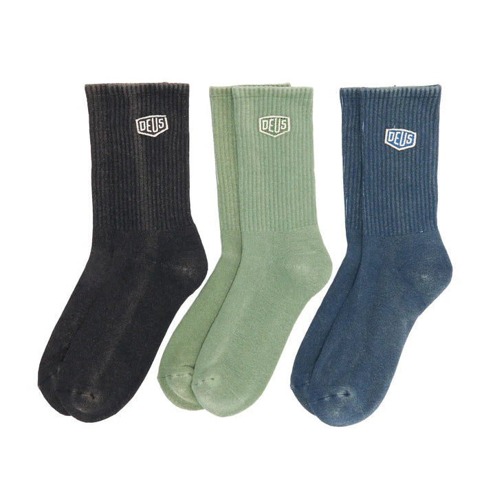 Deus Shield Garment Dyed Socks - 3 Pack Multi