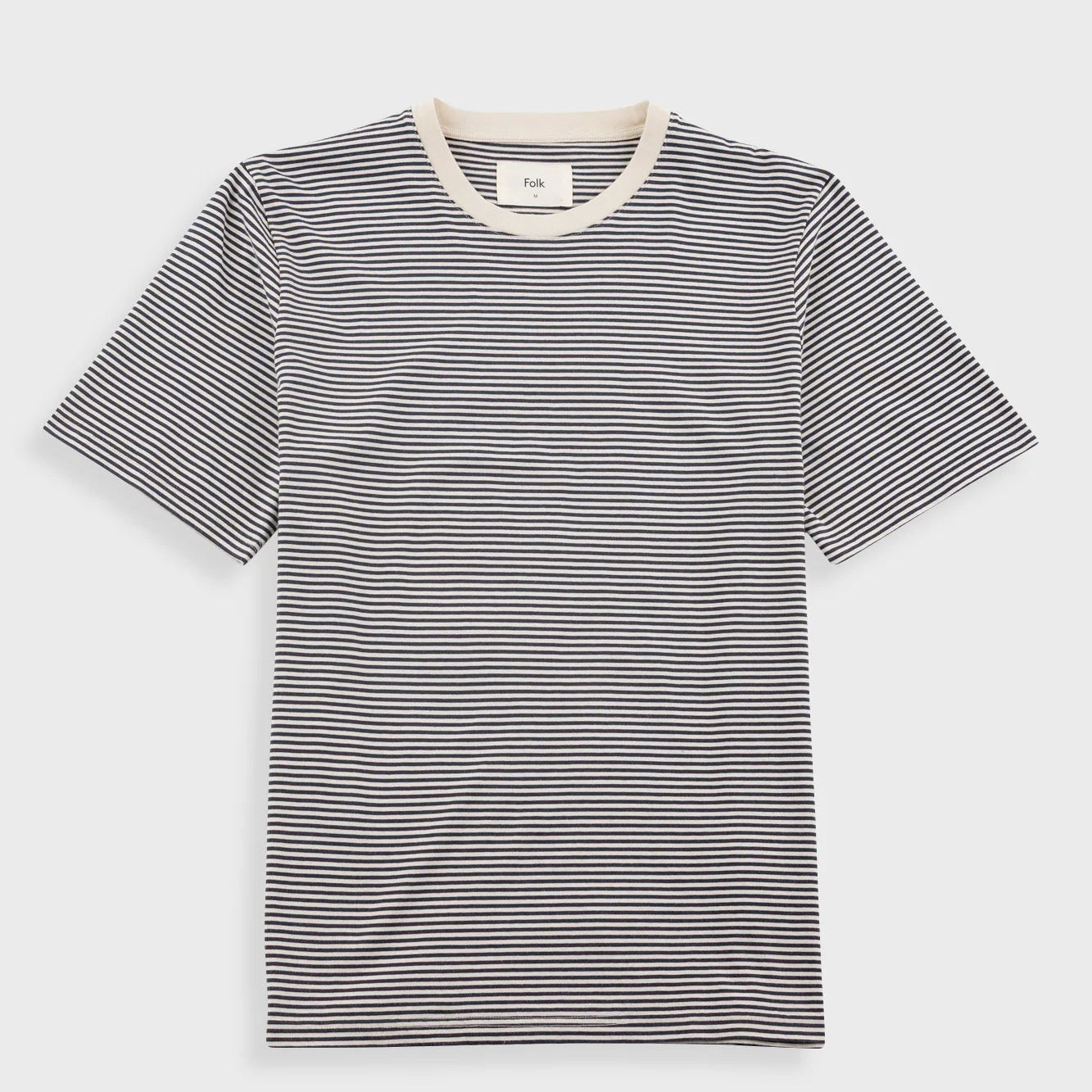 Folk 1X1 Stripe T-Shirt - Soft Black