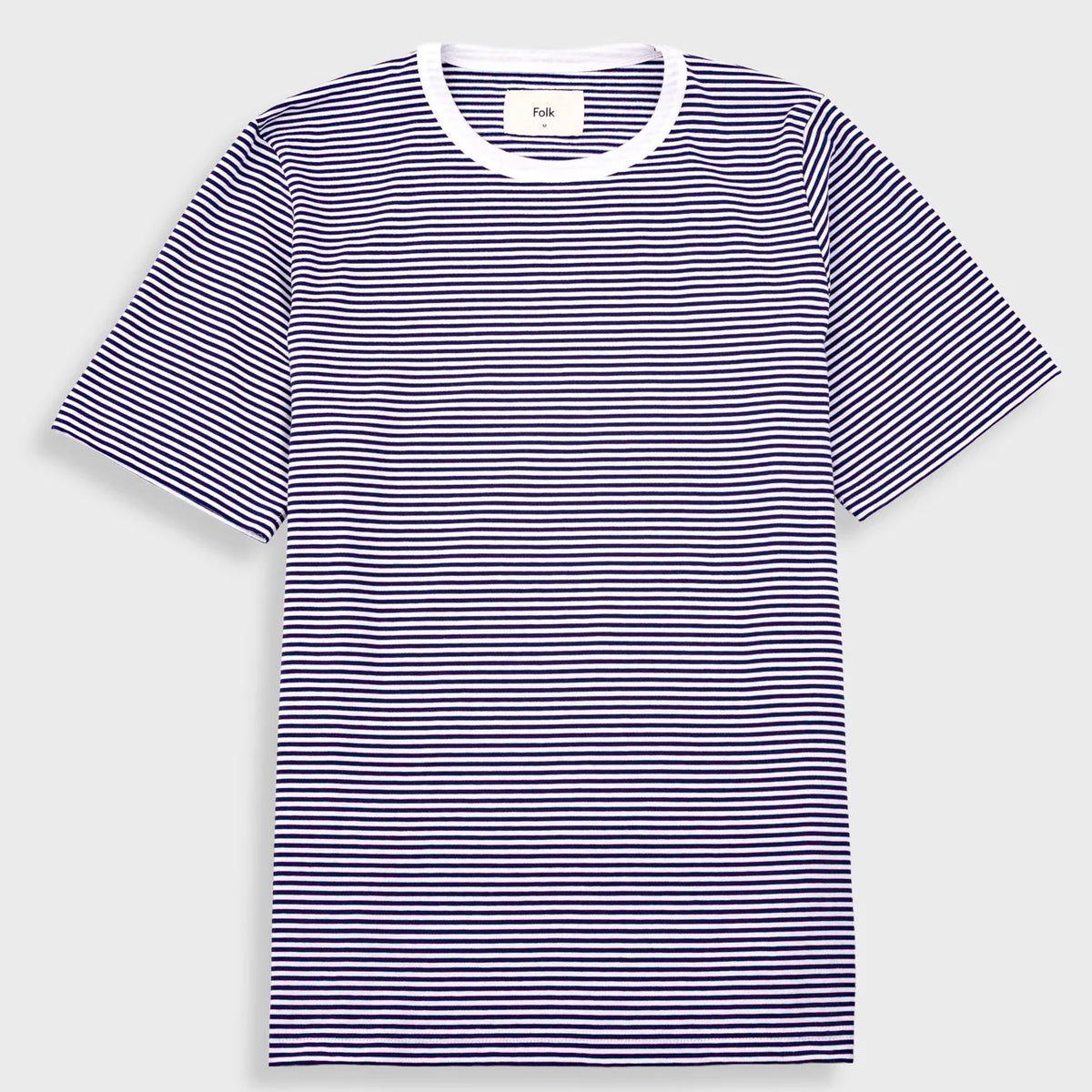 Folk 1X1 Stripe T-Shirt - Bright Navy / Ecru
