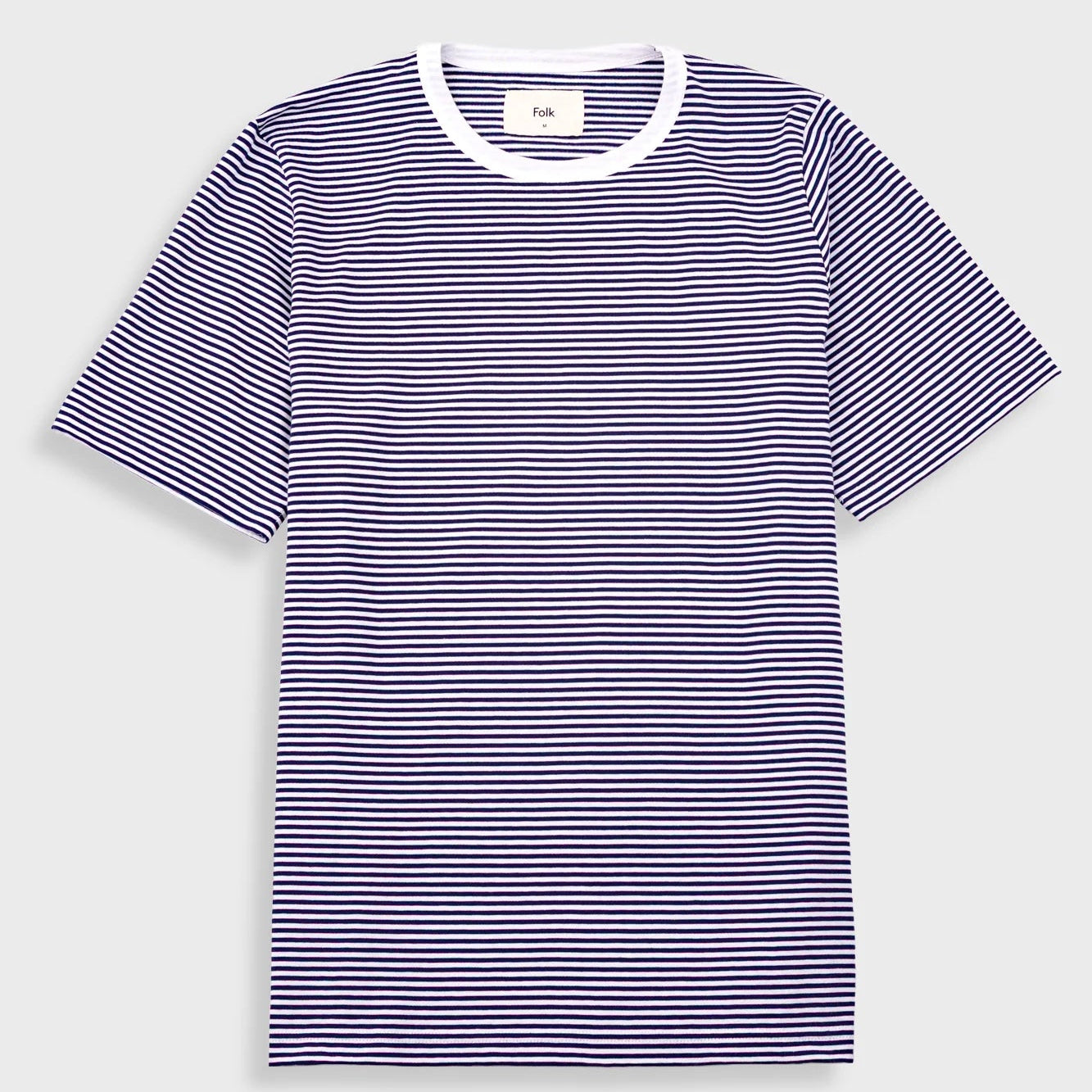 Folk 1X1 Stripe T-Shirt - Bright Navy / Ecru
