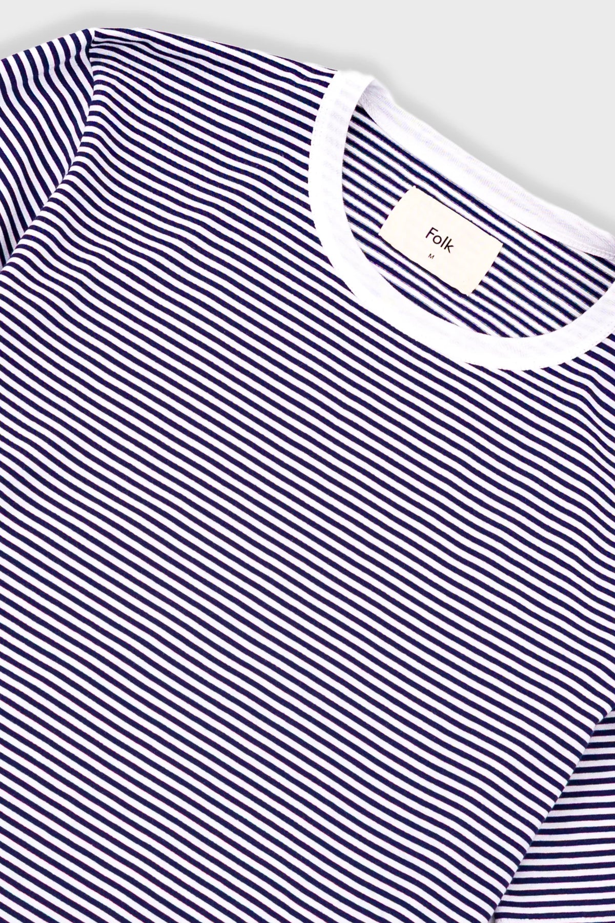 Folk 1X1 Stripe T-Shirt - Bright Navy / Ecru