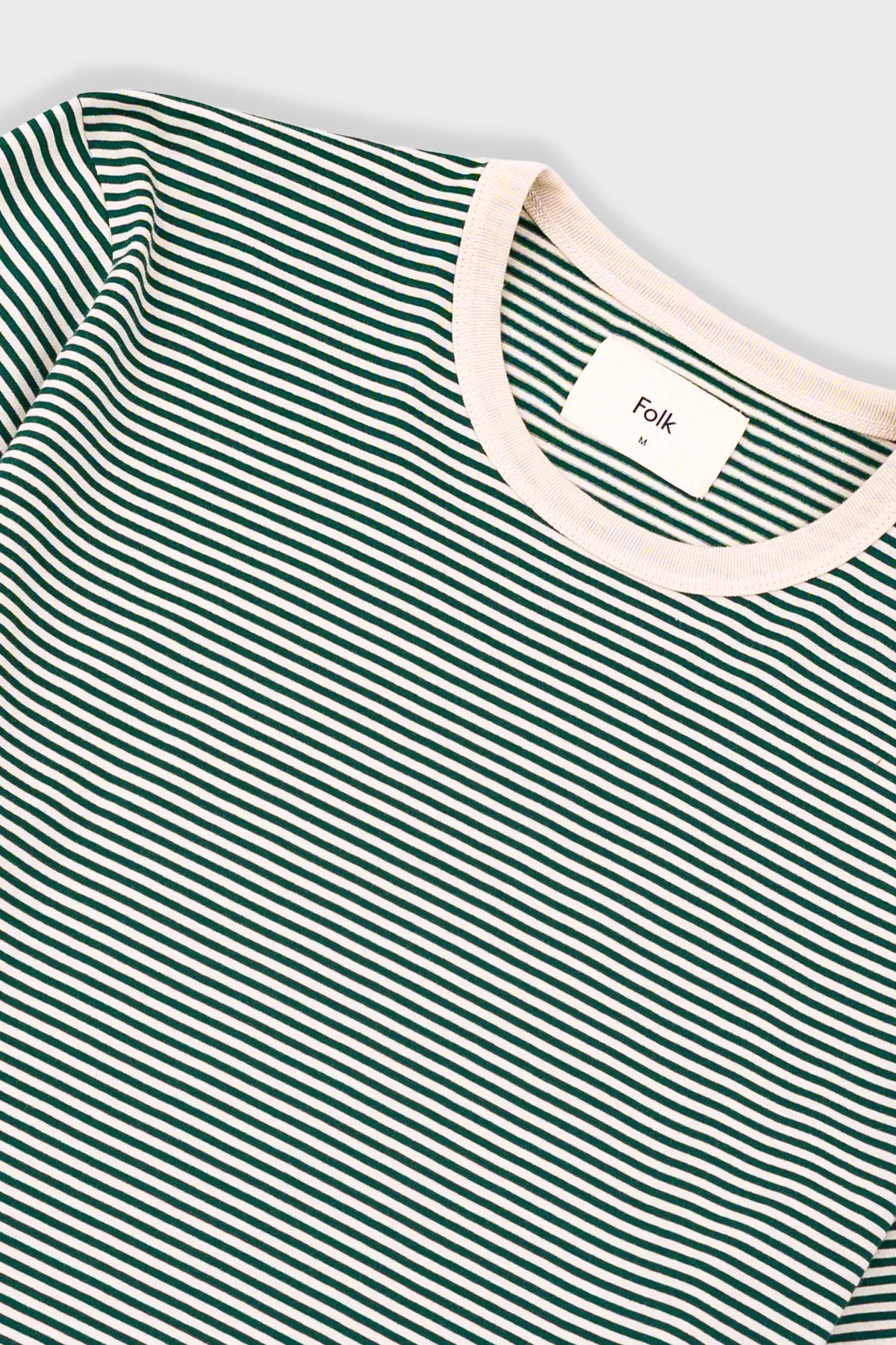 Folk 1X1 Stripe T-Shirt - Pthalo Green / Ecru