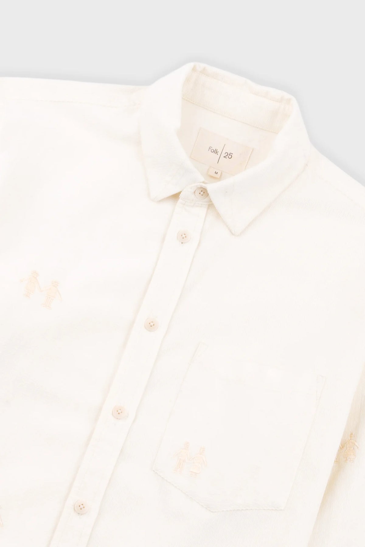Folk Direction Babycord Shirt - Ecru Emb.