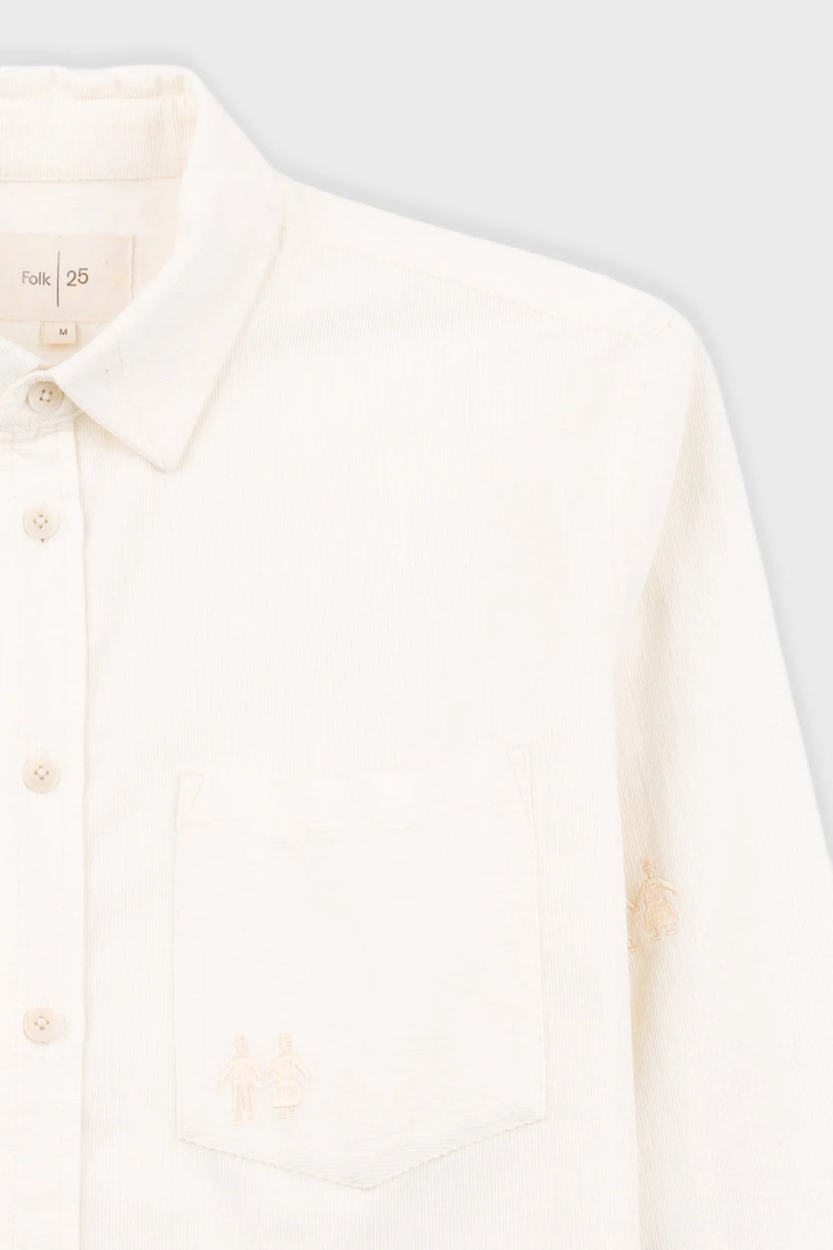 Folk Direction Babycord Shirt - Ecru Emb.