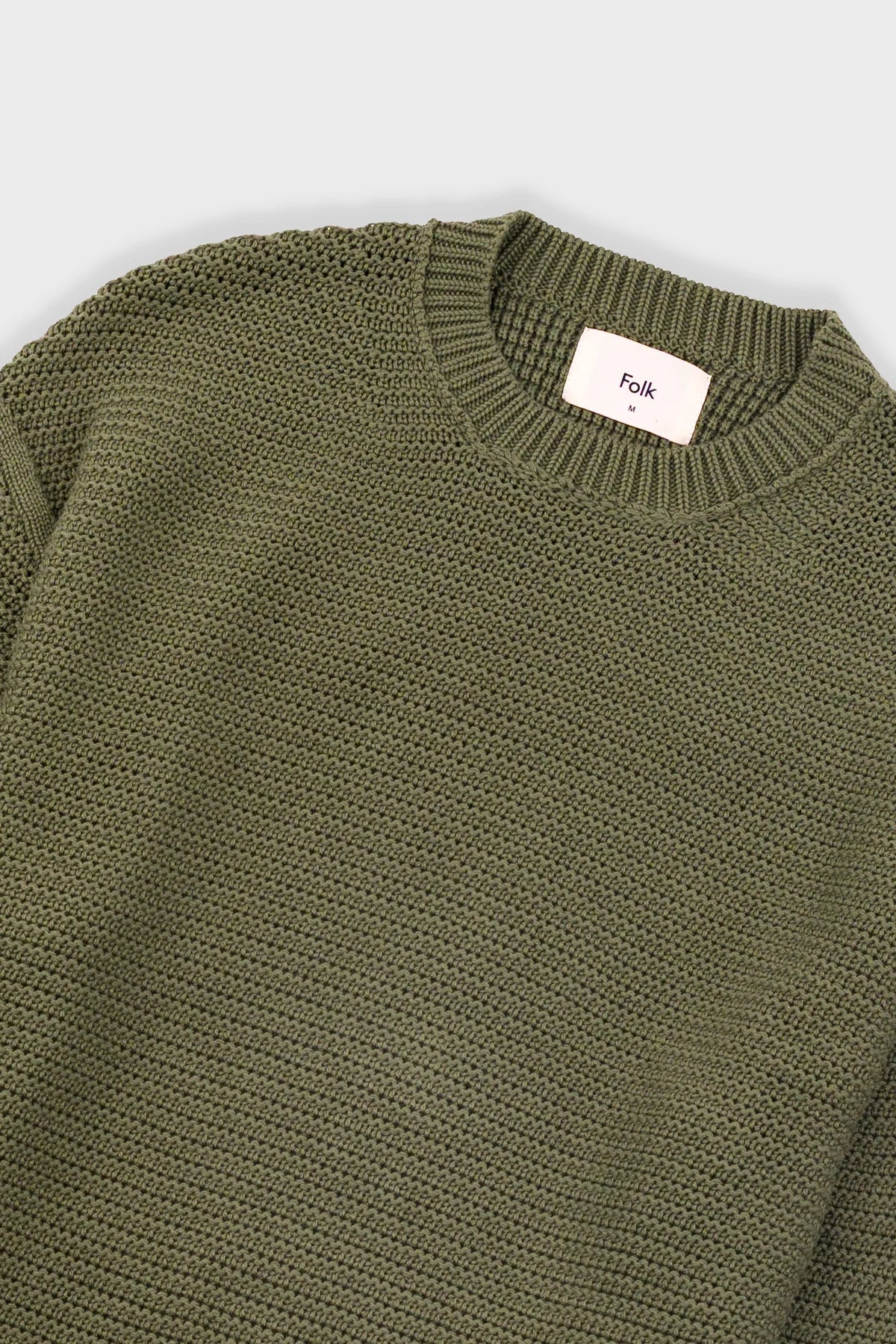 Folk Drop Shoulder Crew - Olive