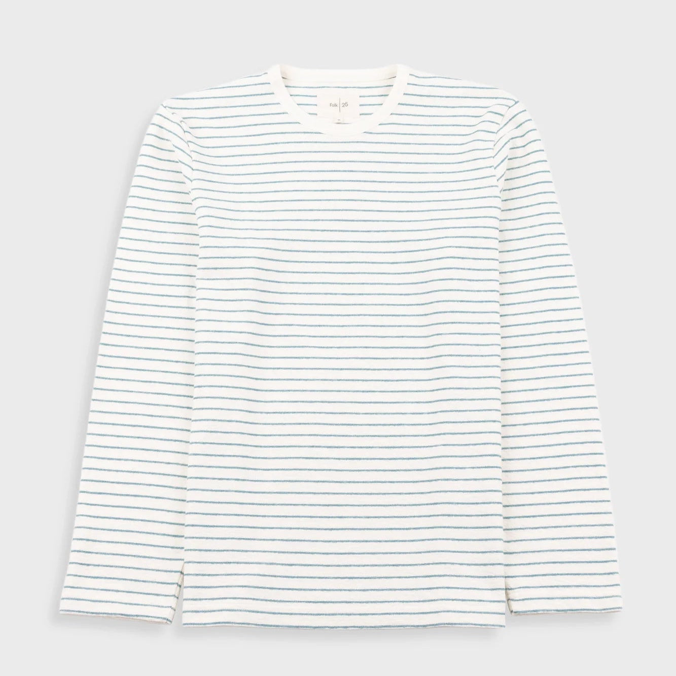 Folk LS Textured Stripe T-Shirt - Ecru / Misty Green