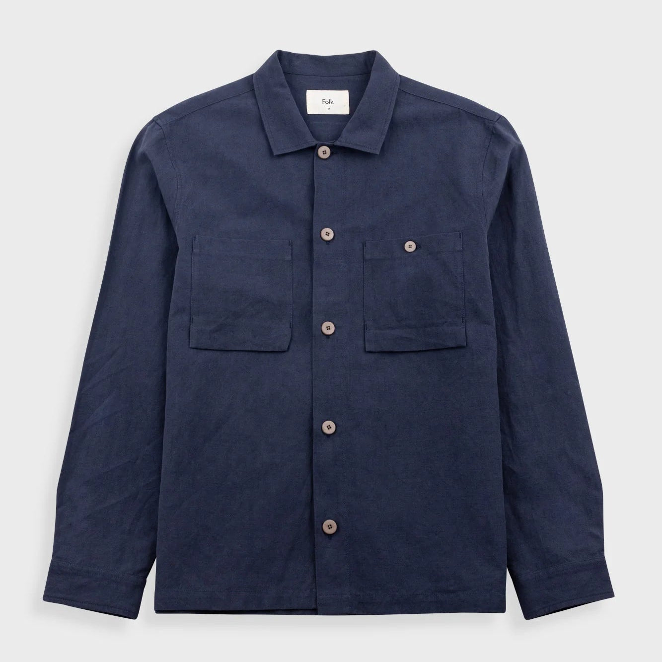 Folk Patch Overshirt - Dark Navy Linen
