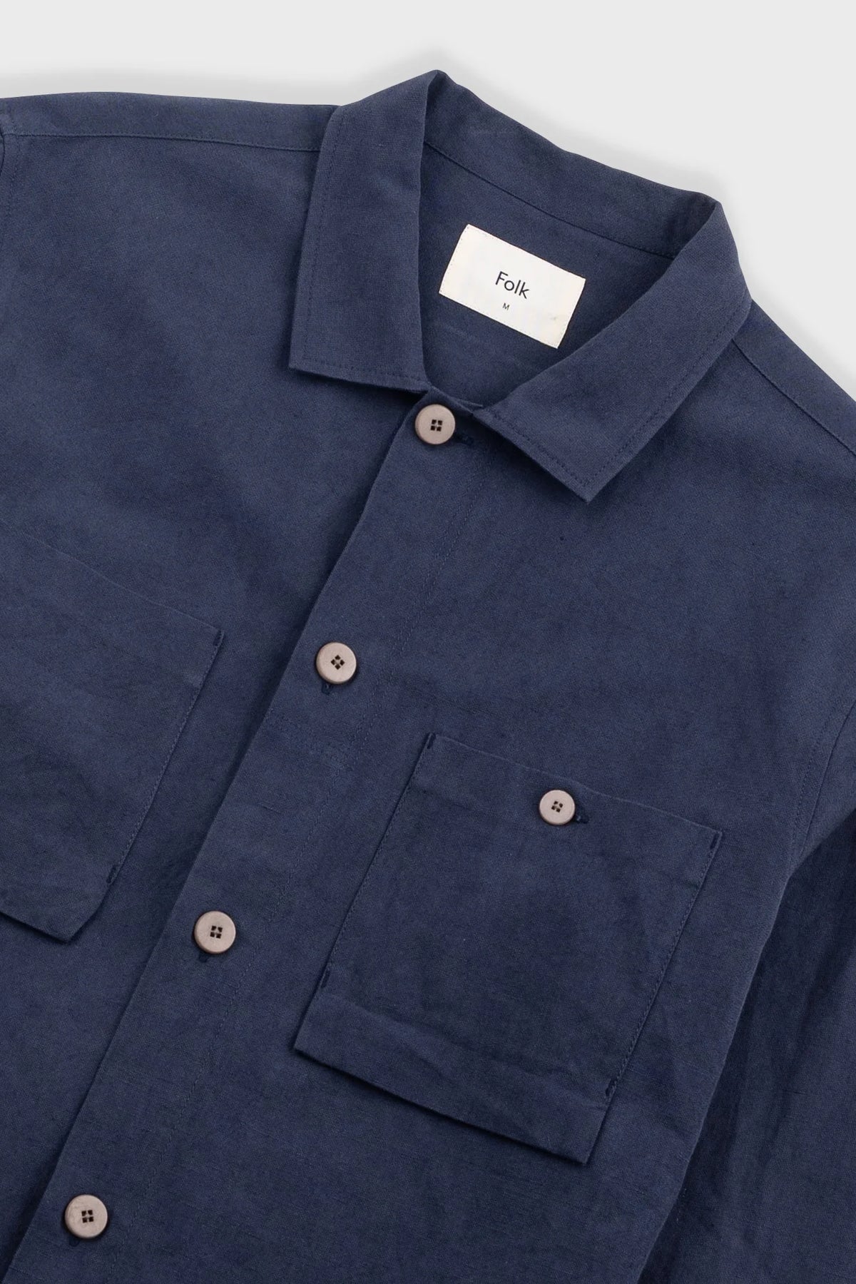 Folk Patch Overshirt - Dark Navy Linen
