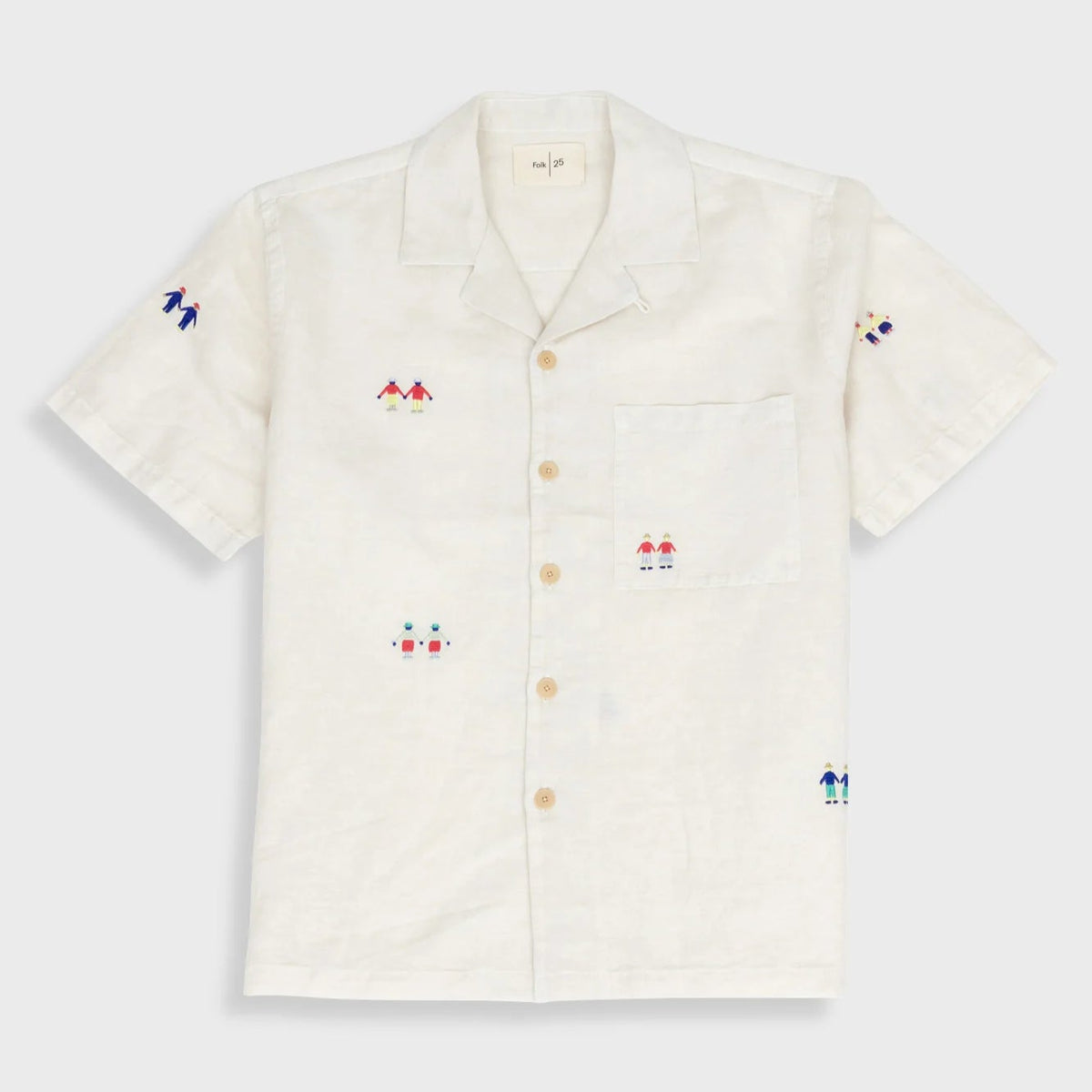 Folk Soft Collar Shirt - Ecru Scattered