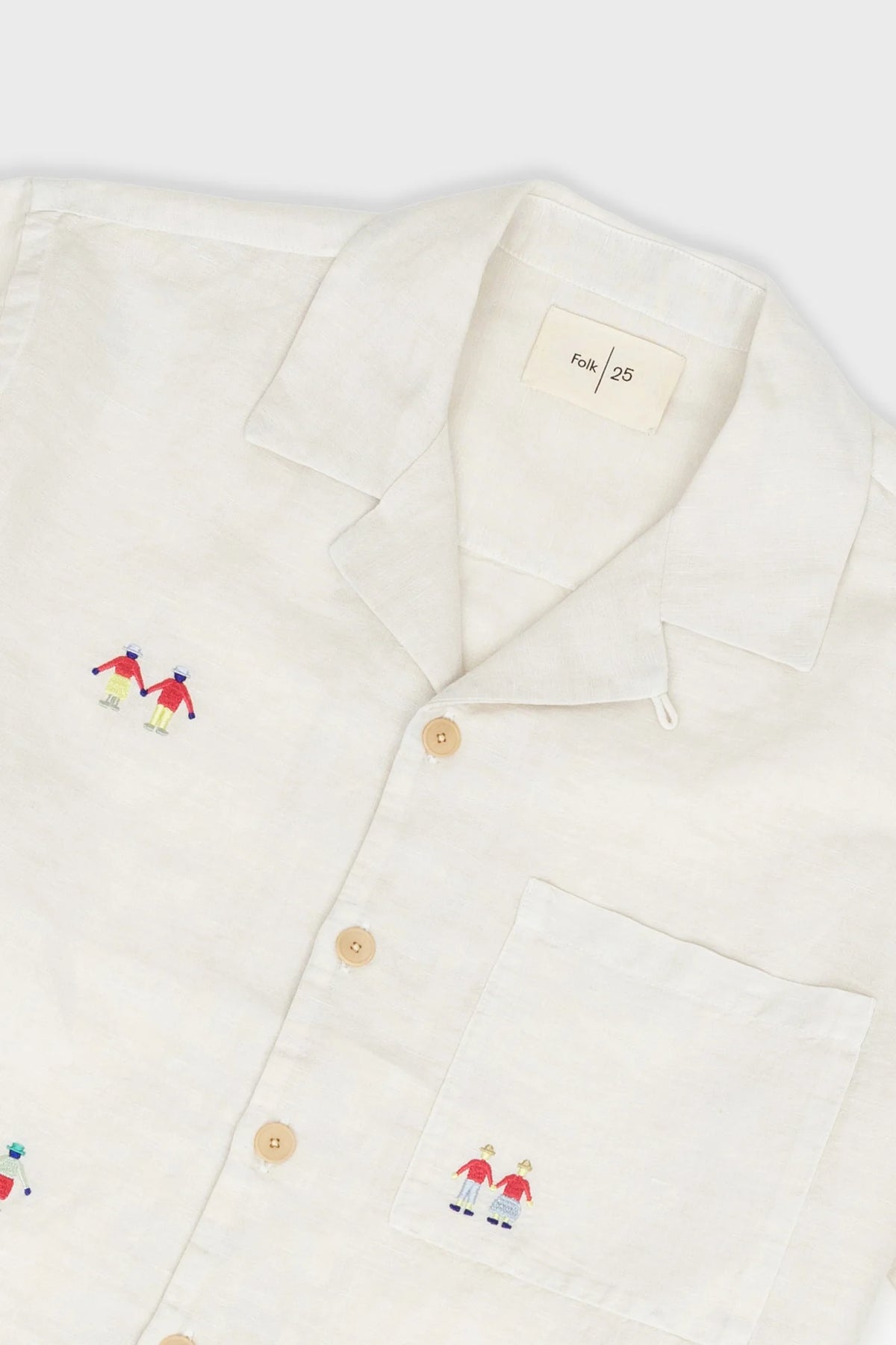 Folk Soft Collar Shirt - Ecru Scattered