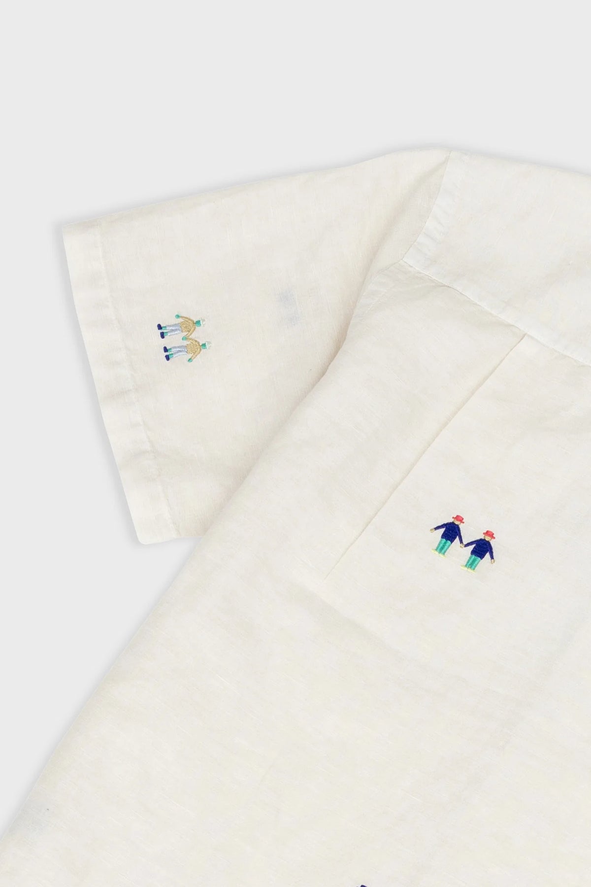 Folk Soft Collar Shirt - Ecru Scattered