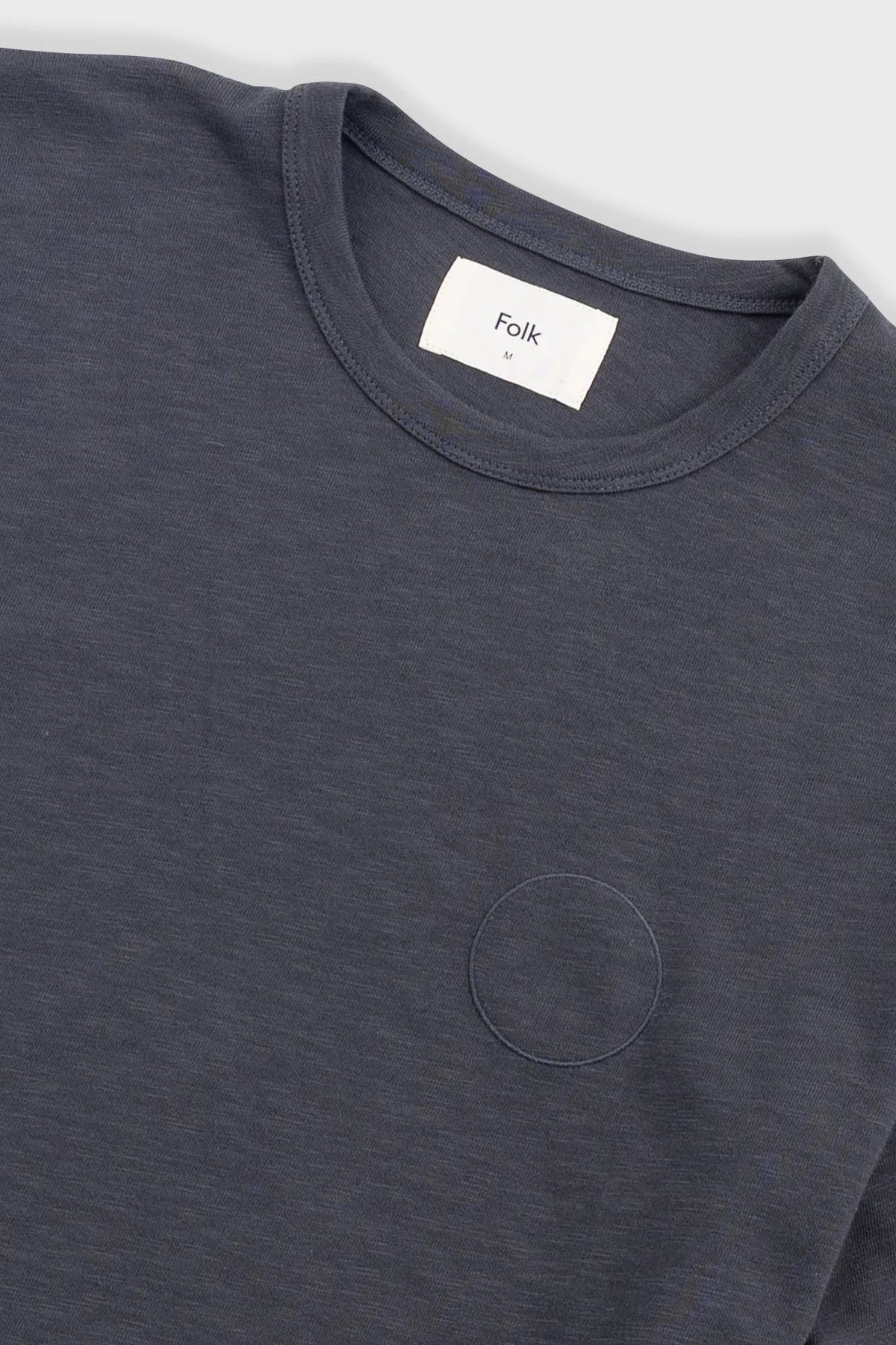 Folk Slub Embroidered T-Shirt - Soft Black