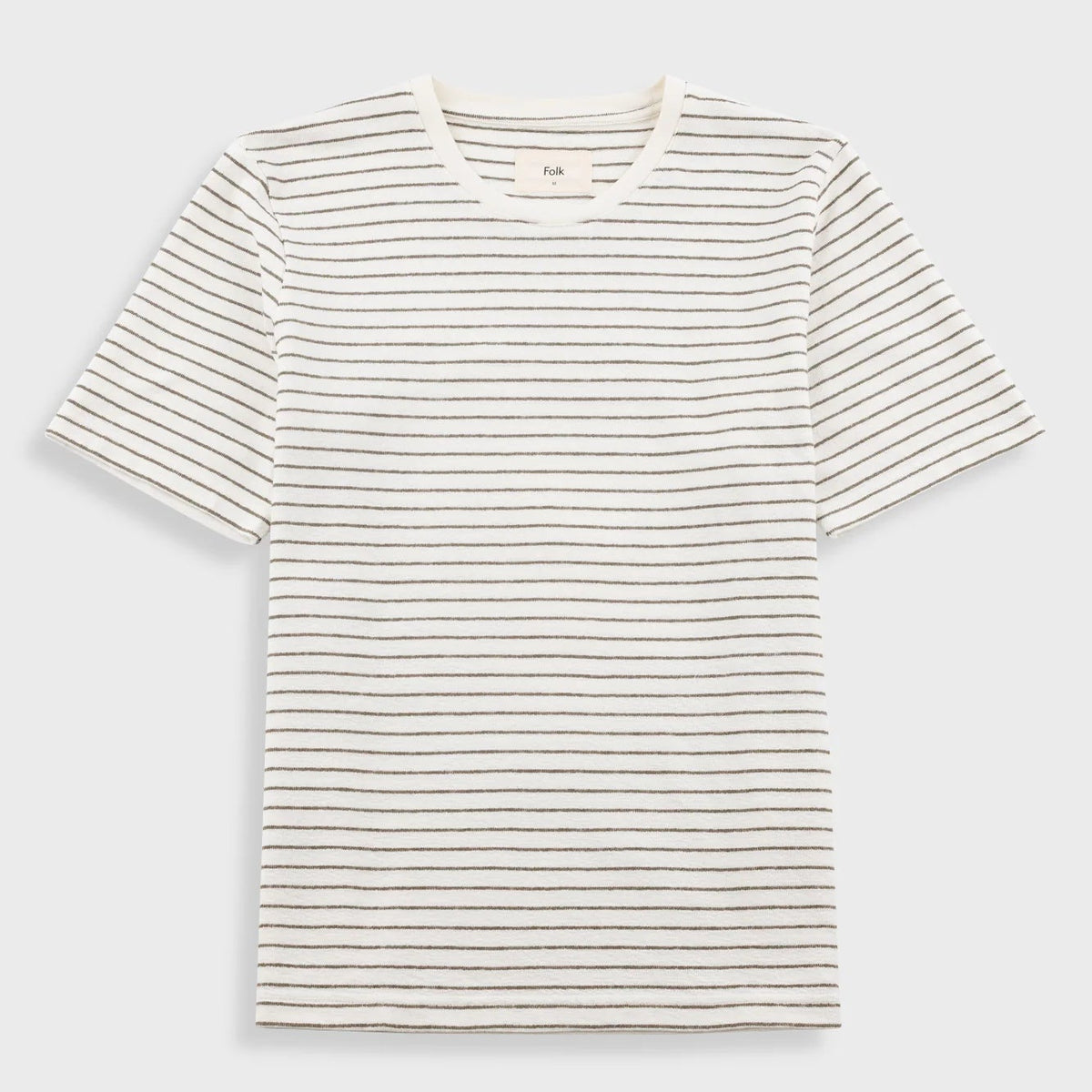 Folk Textured Stripe T-Shirt - Ecru / Olive