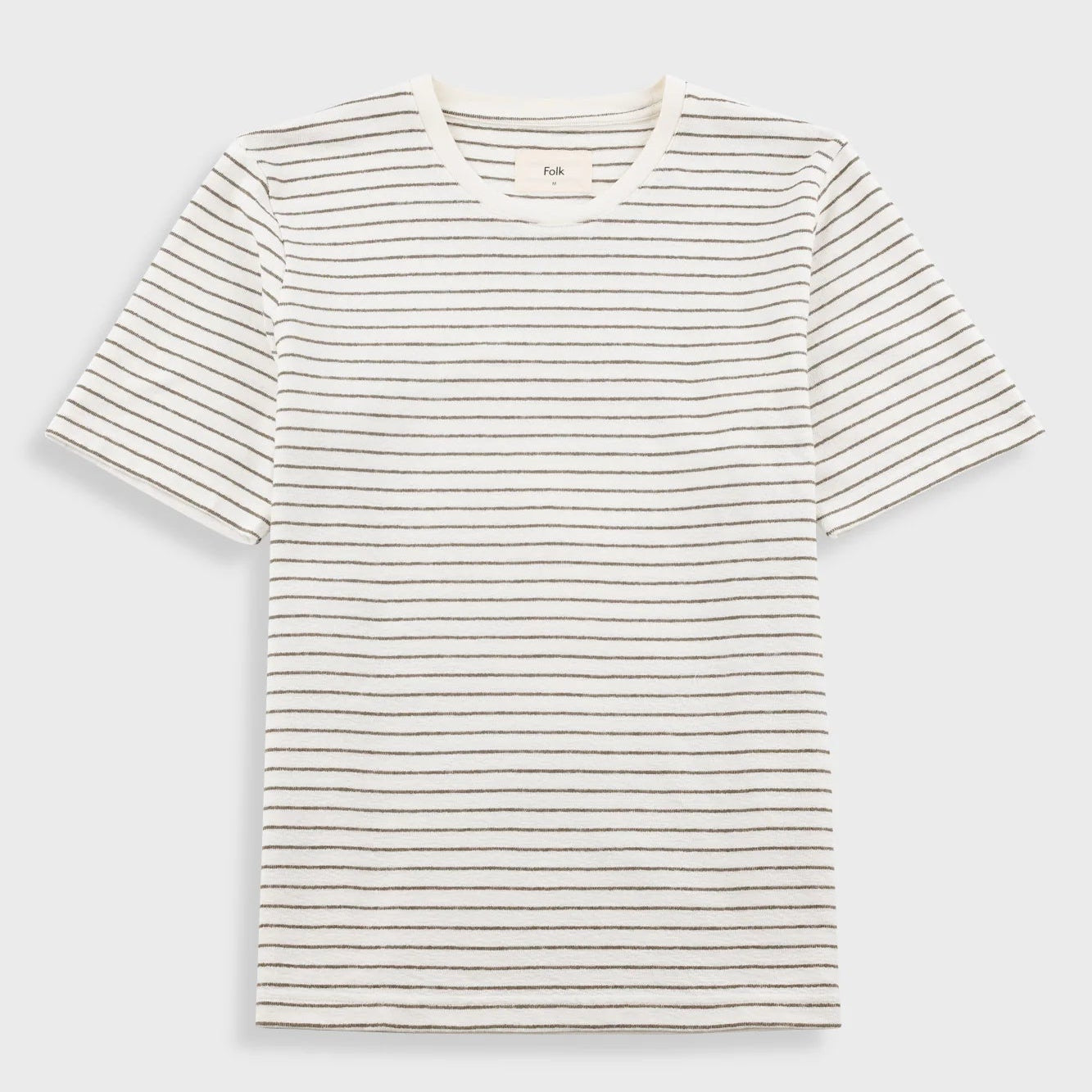 Folk Textured Stripe T-Shirt - Ecru / Olive