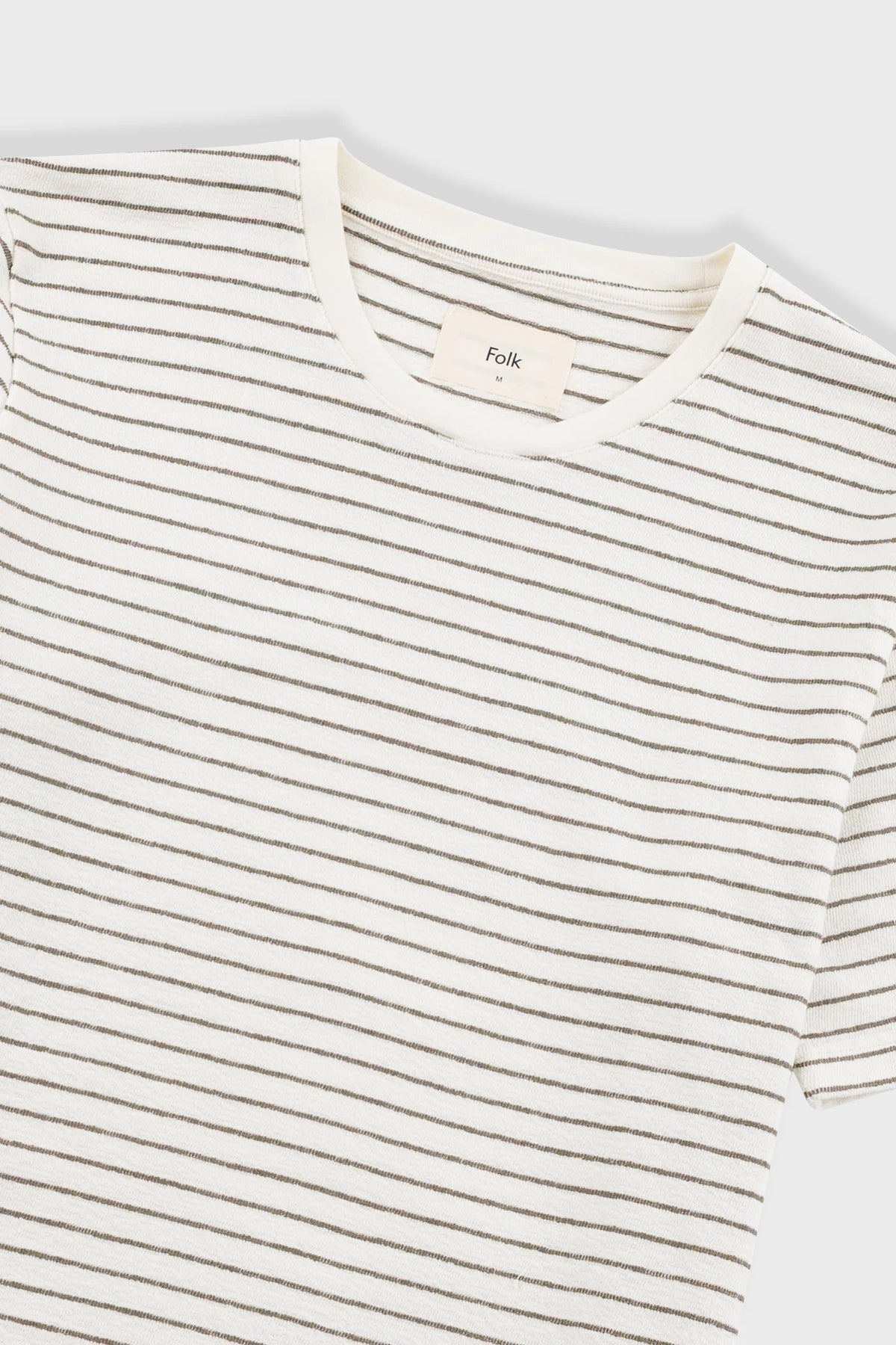 Folk Textured Stripe T-Shirt - Ecru / Olive