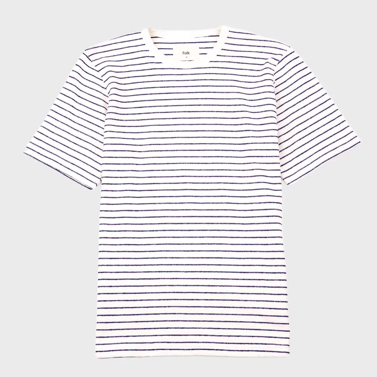 Folk Textured Stripe T-Shirt - Ecru Navy