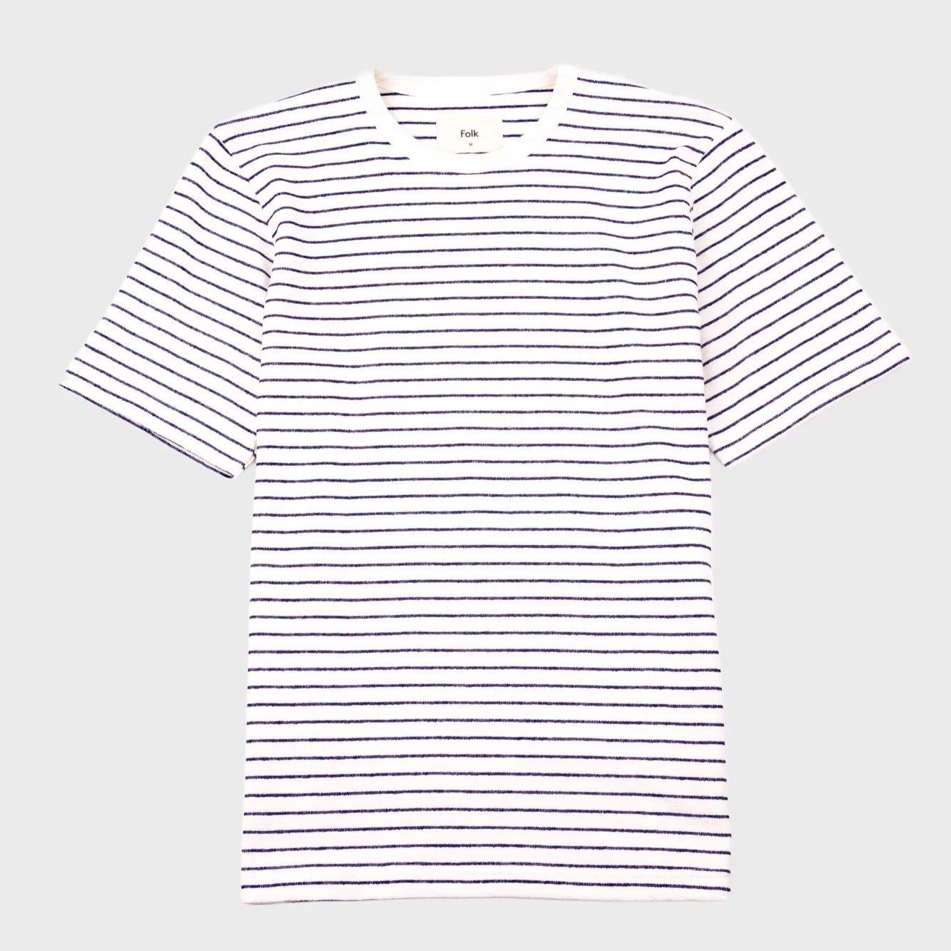 Folk Textured Stripe T-Shirt - Ecru Navy