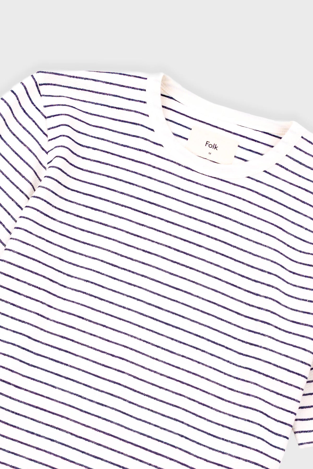 Folk Textured Stripe T-Shirt - Ecru Navy
