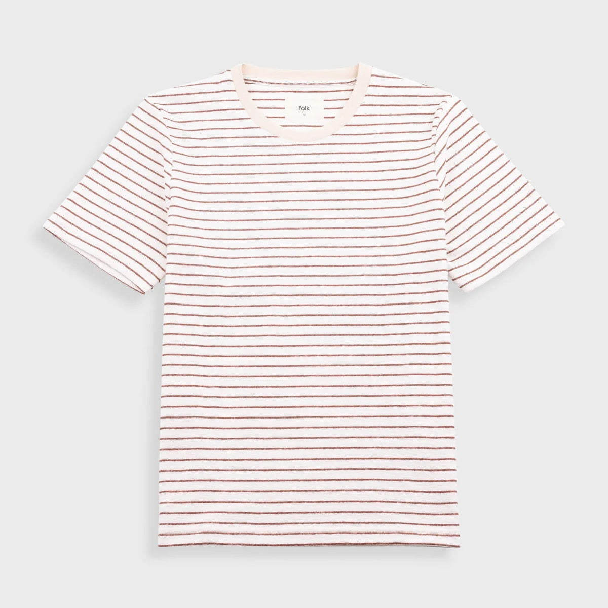 Folk Textured Stripe T-Shirt - Ecru / Burnt Red