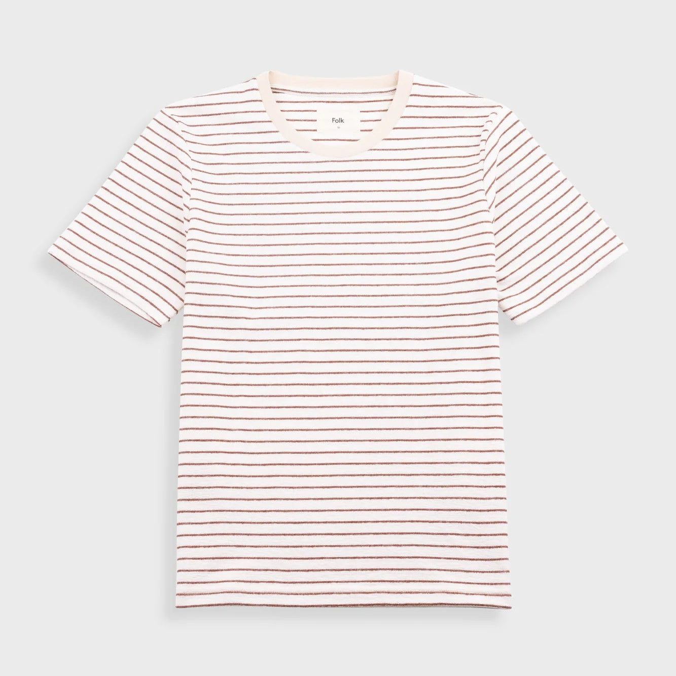 Folk Textured Stripe T-Shirt - Ecru / Burnt Red