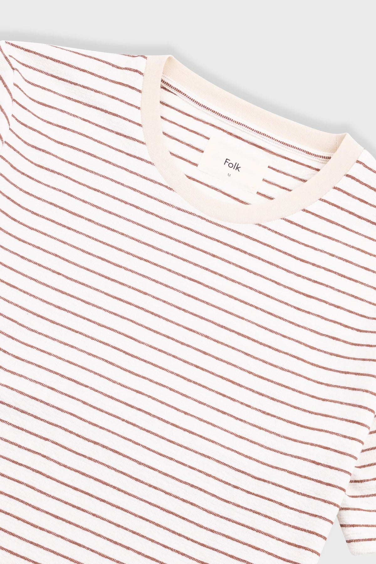 Folk Textured Stripe T-Shirt - Ecru / Burnt Red