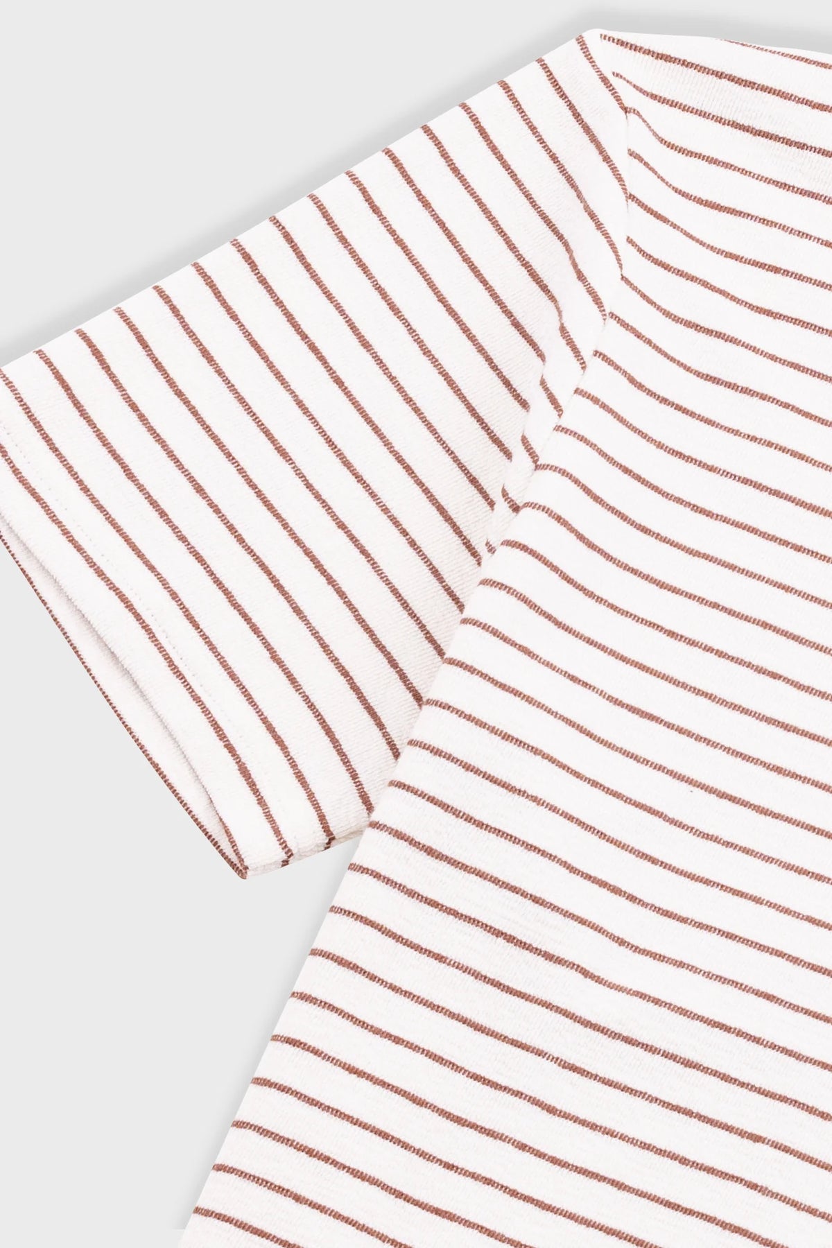 Folk Textured Stripe T-Shirt - Ecru / Burnt Red