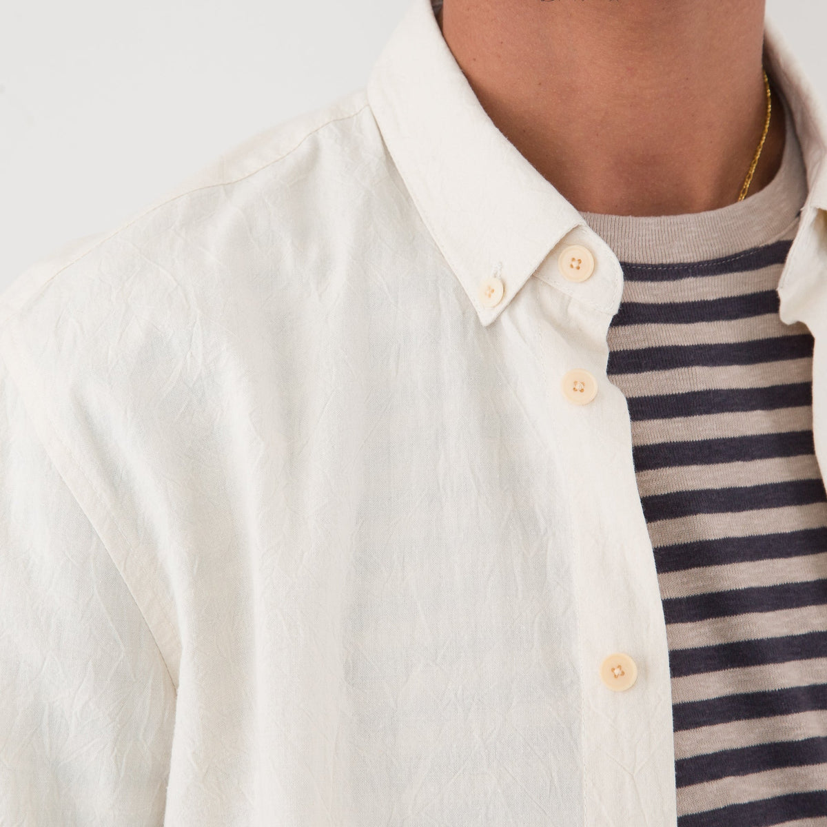 Folk Classic Stripe T-Shirt - Charcoal / Ecru