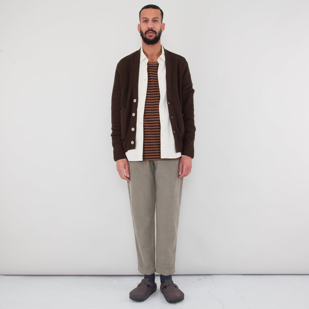 Folk Waffle Cardigan - Brown