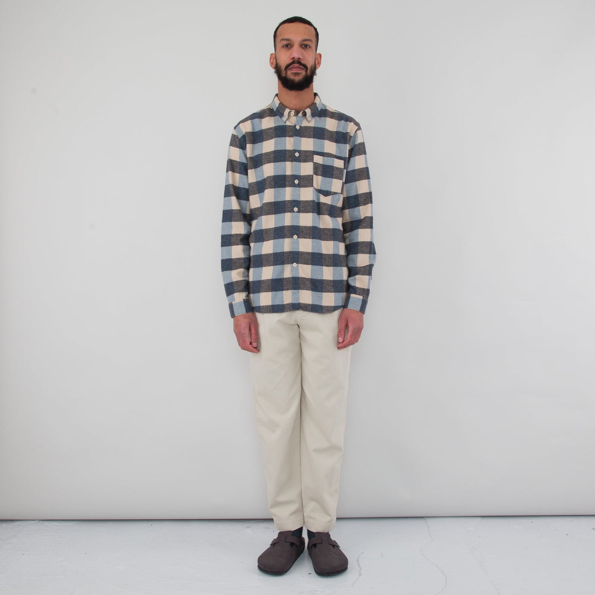 Folk Relaxed Fit Shirt - Blue Flannel Check