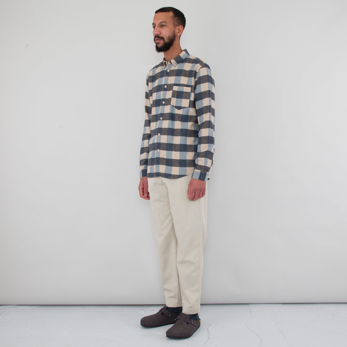 Folk Relaxed Fit Shirt - Blue Flannel Check