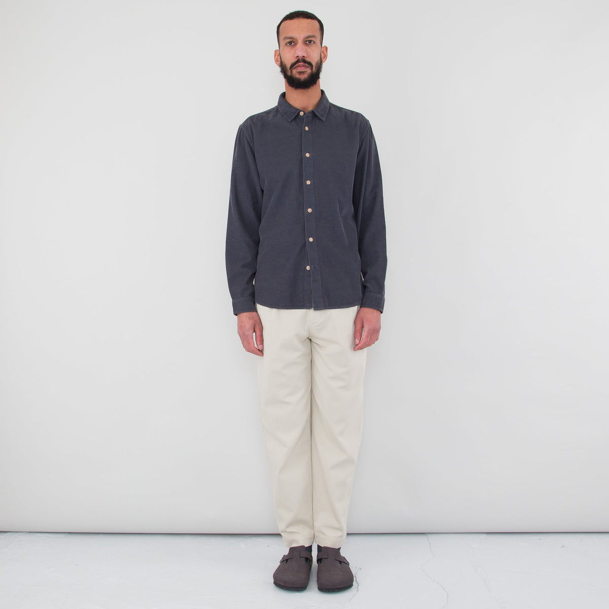 Folk Relaxed Babycord Shirt - Charcoal