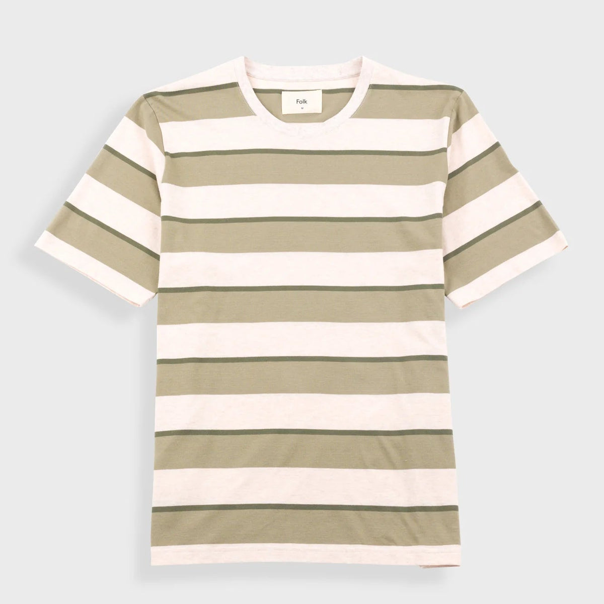 Folk Shadow Stripe T-Shirt - Light Sage Melange