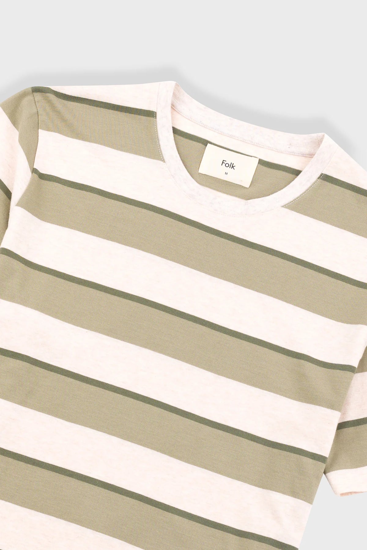 Folk Shadow Stripe T-Shirt - Light Sage Melange