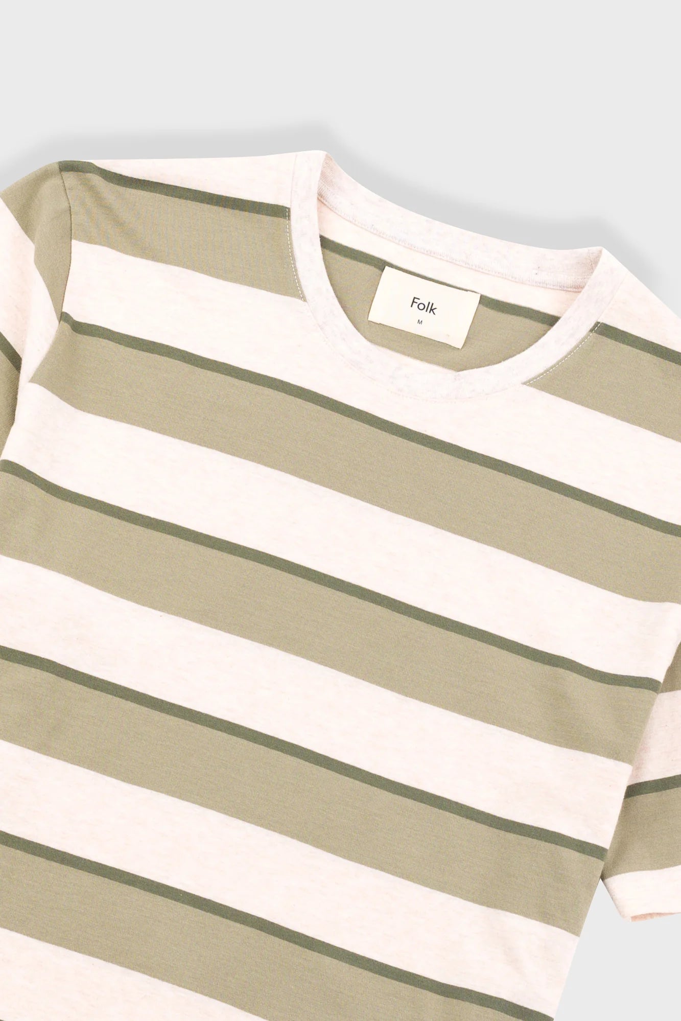 Folk Shadow Stripe T-Shirt - Light Sage Melange