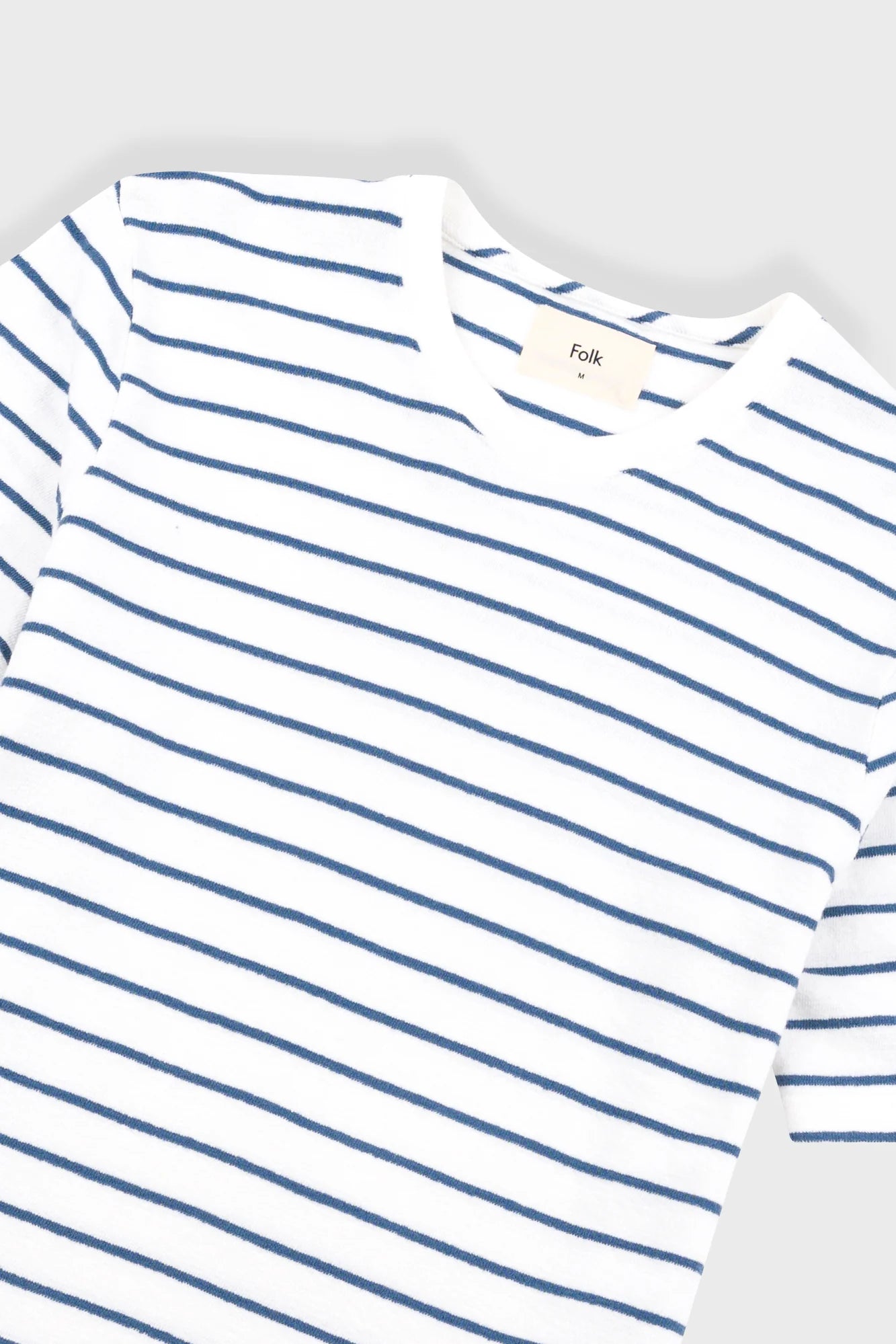 Folk Textured Stripe T-Shirt - Off White / Soft Blue