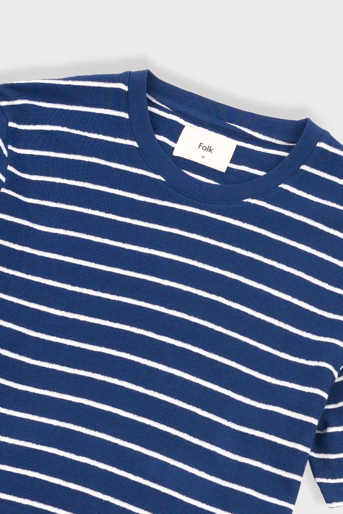 Folk Textured Stripe T-Shirt - Navy / Ecru