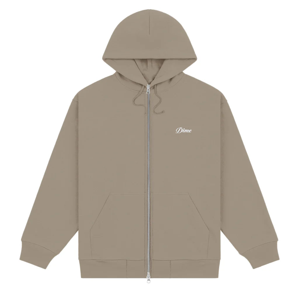 Dime Cursive Small Logo ZipUp - Driftwood