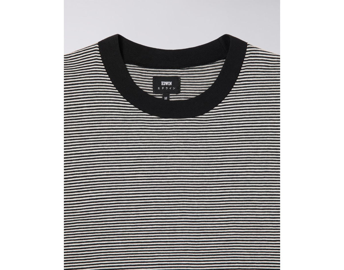 Edwin Adam Stripe LS T-Shirt - Black / White