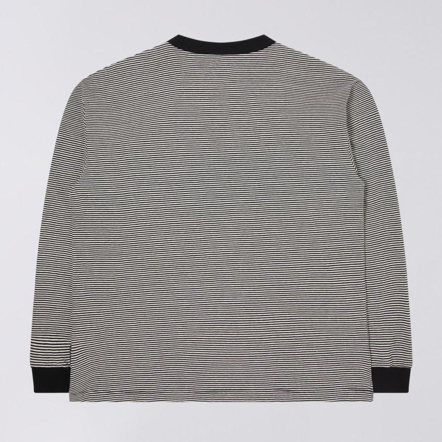 Edwin Adam Stripe LS T-Shirt - Black / White